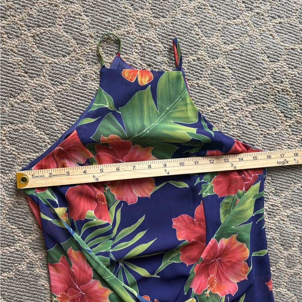 Privacy Please Halter Lehunt Dress in Blue sz XS | blue revolve hibiscus dress - Picture 9 of 9